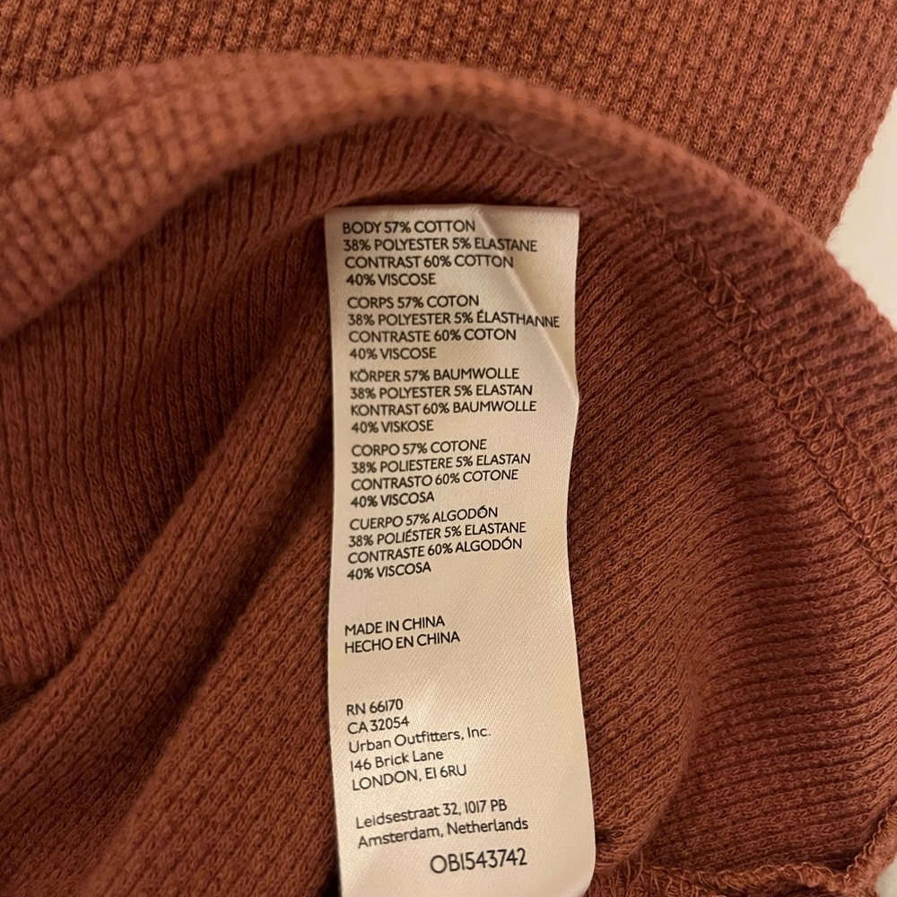 PRICE DROP Free People Rust Henley Top with Patterned Sleeves - Picture 9 of 9